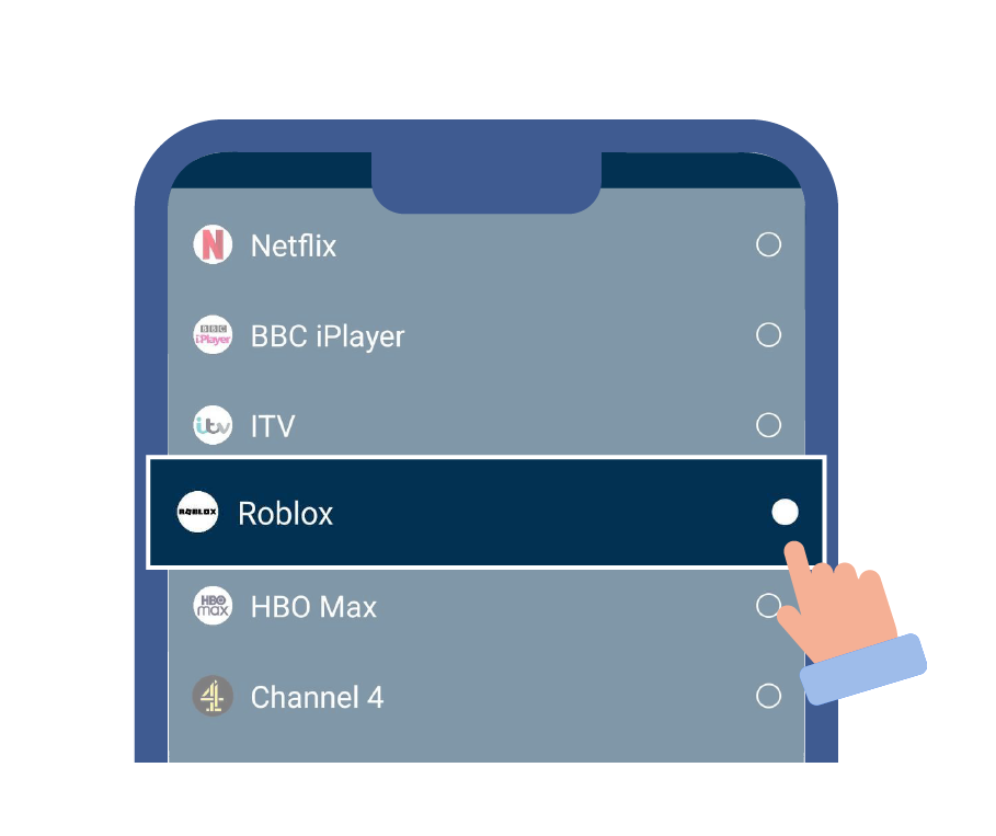 Select the service of your choice from the dropdown list
